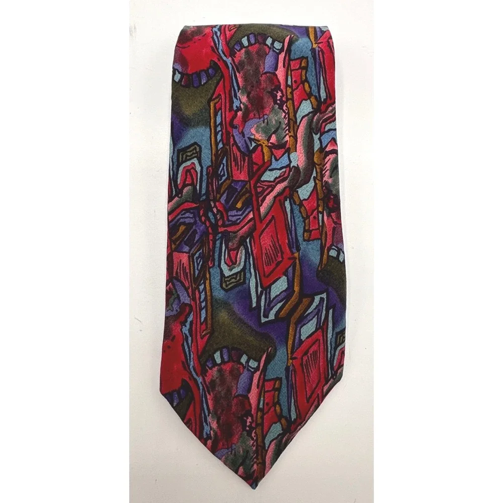 J Garcia Lady With Elaborate Headdress Collection Six Men's Abstract Art Necktie